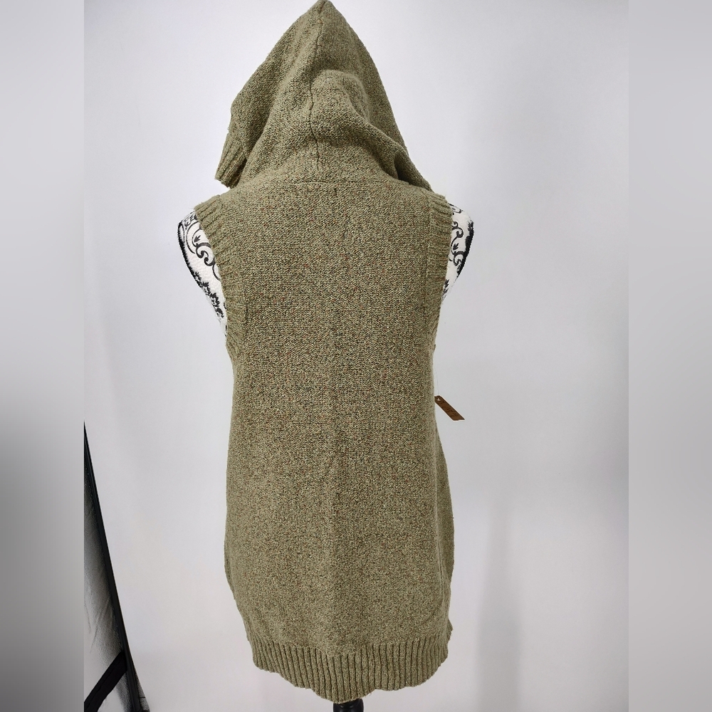Maurices Olive Button Detail Hooded Knit Cardigan Vest Size Women's Medium - Picture 4 of 7